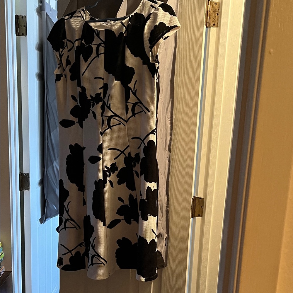 Robbie Bee Black and White Floral Mini Dress
